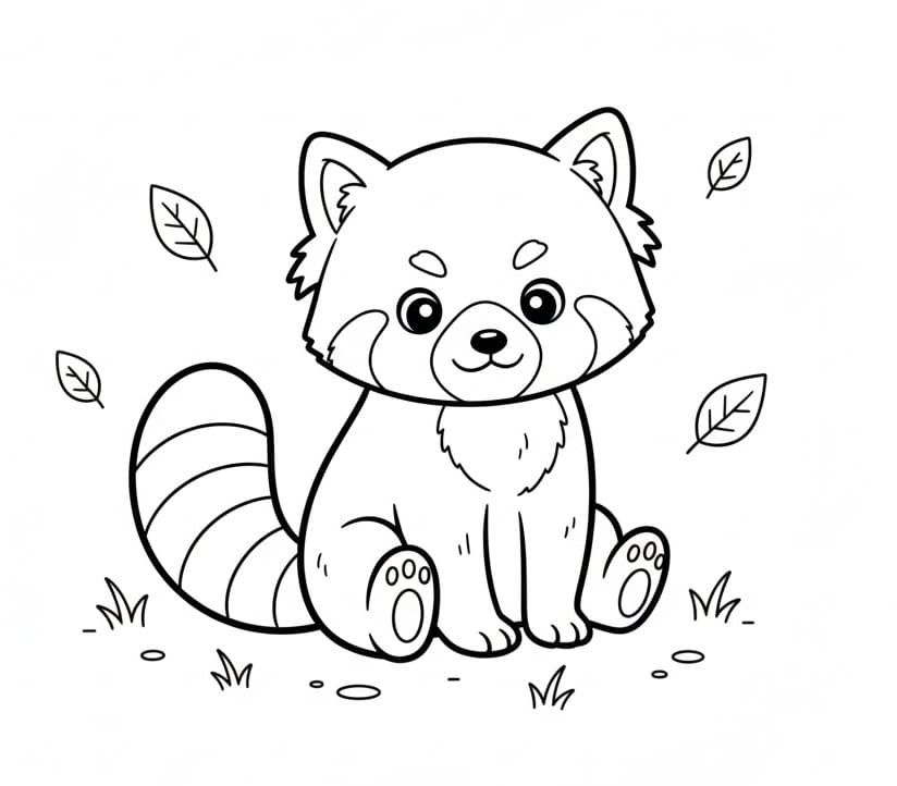 Oturmuş Kızıl Panda Boyama Sayfası