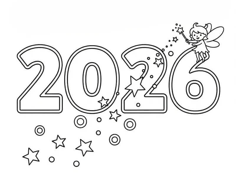 Perili Mutlu Yıllar 2026 Boyama Sayfası