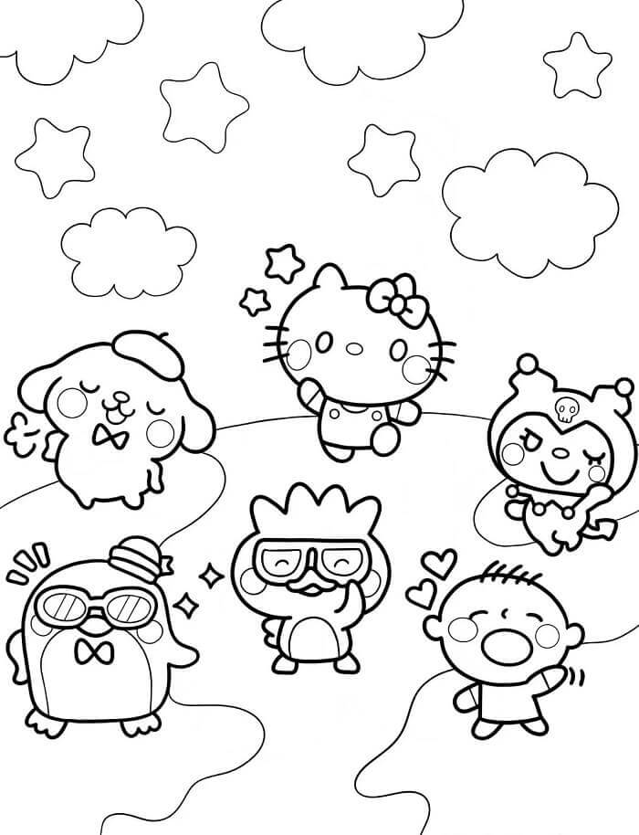 Pompompurin ve Arkadaşları Boyama Sayfası