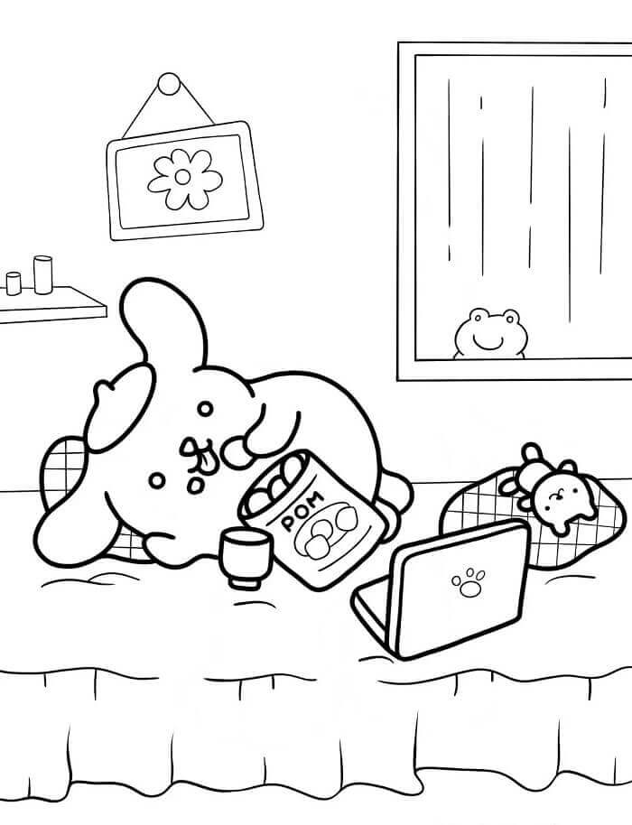 Pompompurin ve Hello Kitty Boyama Sayfası