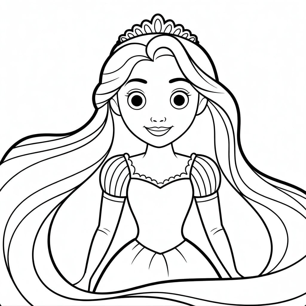 Sade Tarzda Rapunzel Boyama Sayfası