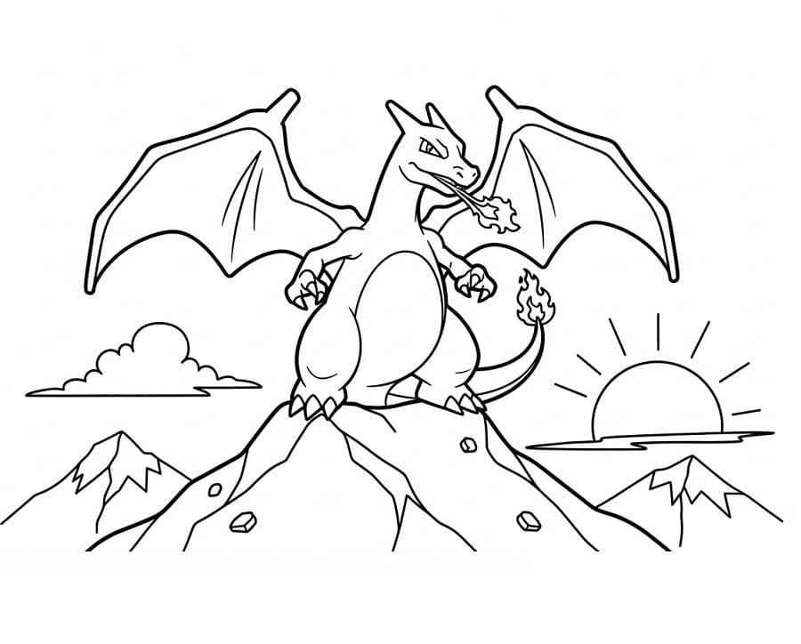 Şahane Pokémon Charizard Boyama Sayfası