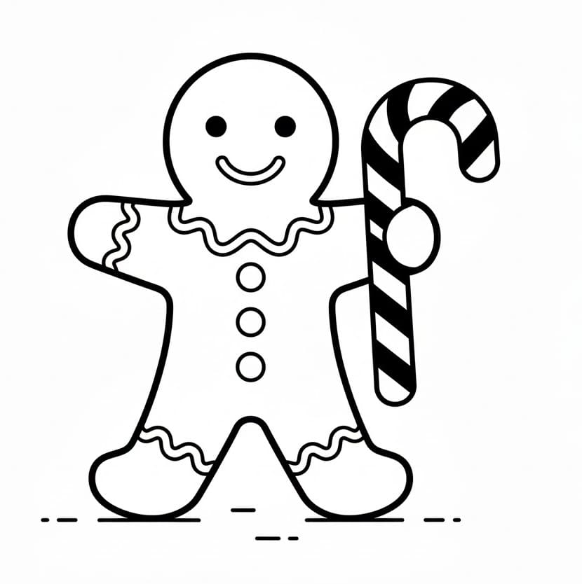 Şeker Kamışlı Zencefilli Kurabiye Adam Boyama Sayfası