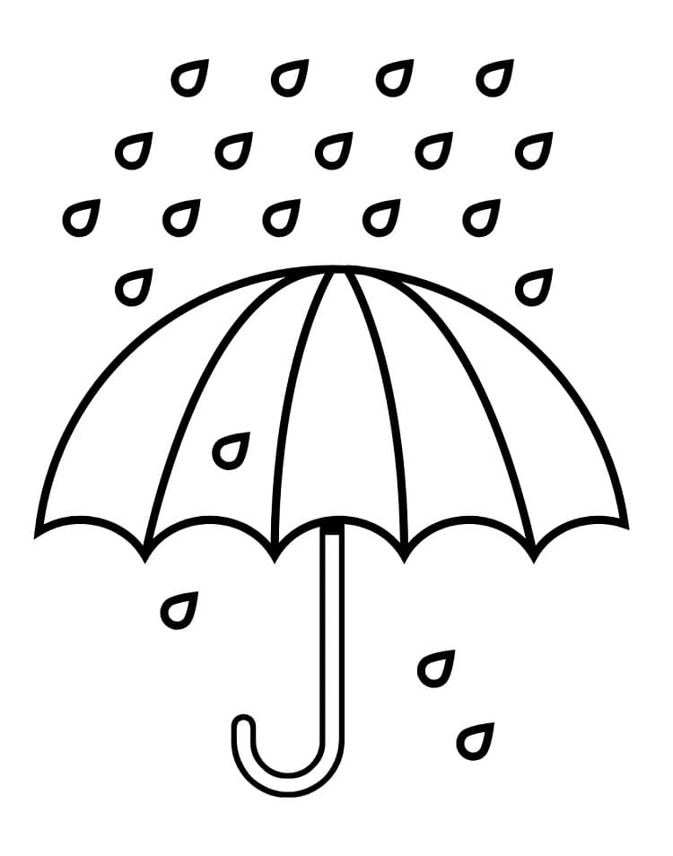 Şemsiye ile yağmur Boyama Sayfası