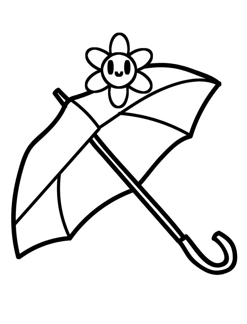 Şemsiye ve çiçek Boyama Sayfası