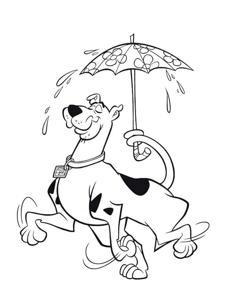 Şemsiyeli Scooby Doo Boyama Sayfası