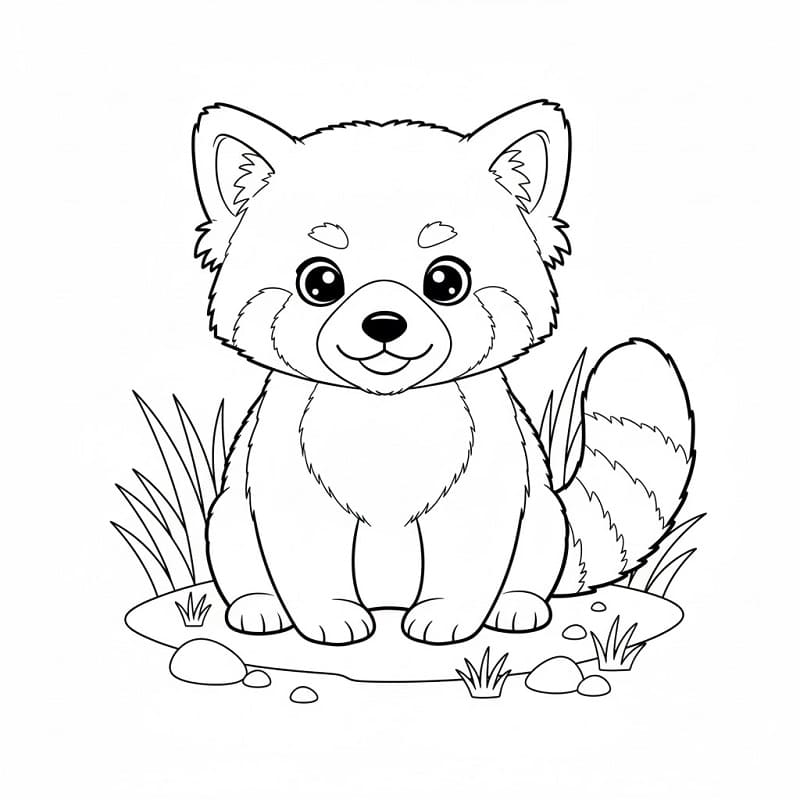 Sevimli Bir Kızıl Panda Boyama Sayfası