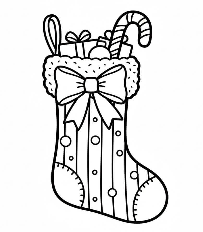 Sevimli Bir Noel Çorabı Boyama Sayfası