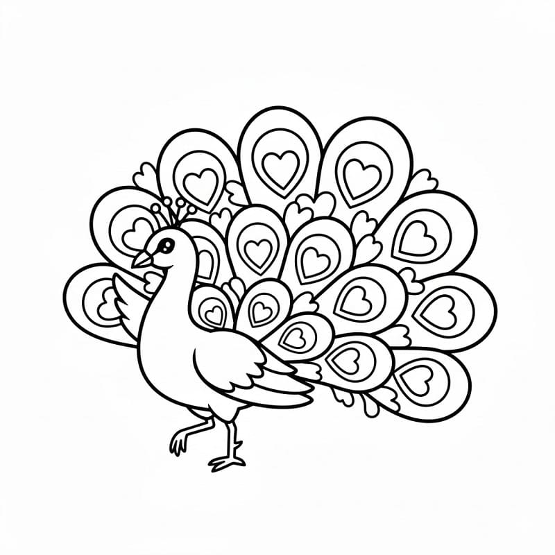 Sevimli Bir Tavuskuşu Boyama Sayfası