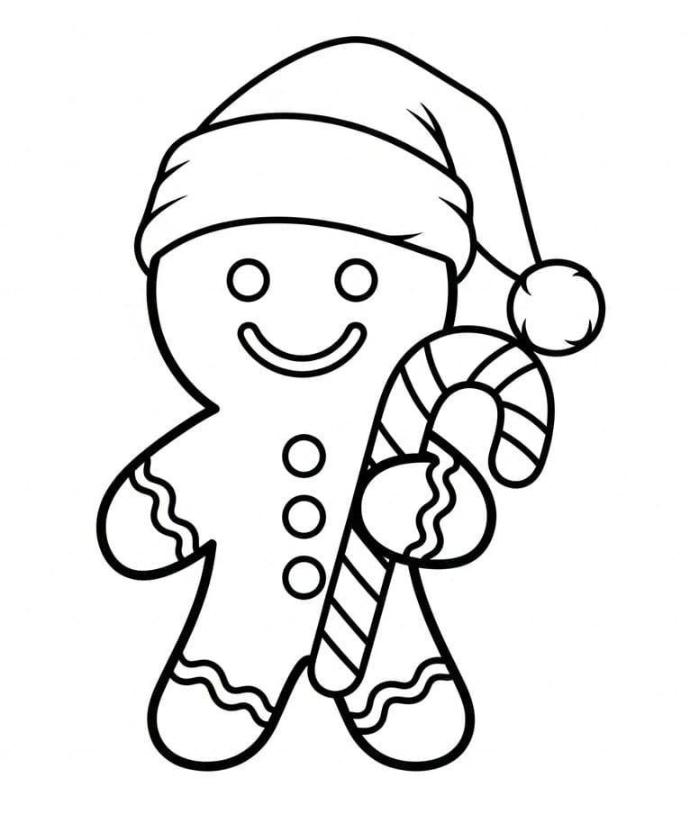 Sevimli Bir Zencefilli Kurabiye Adam Boyama Sayfası