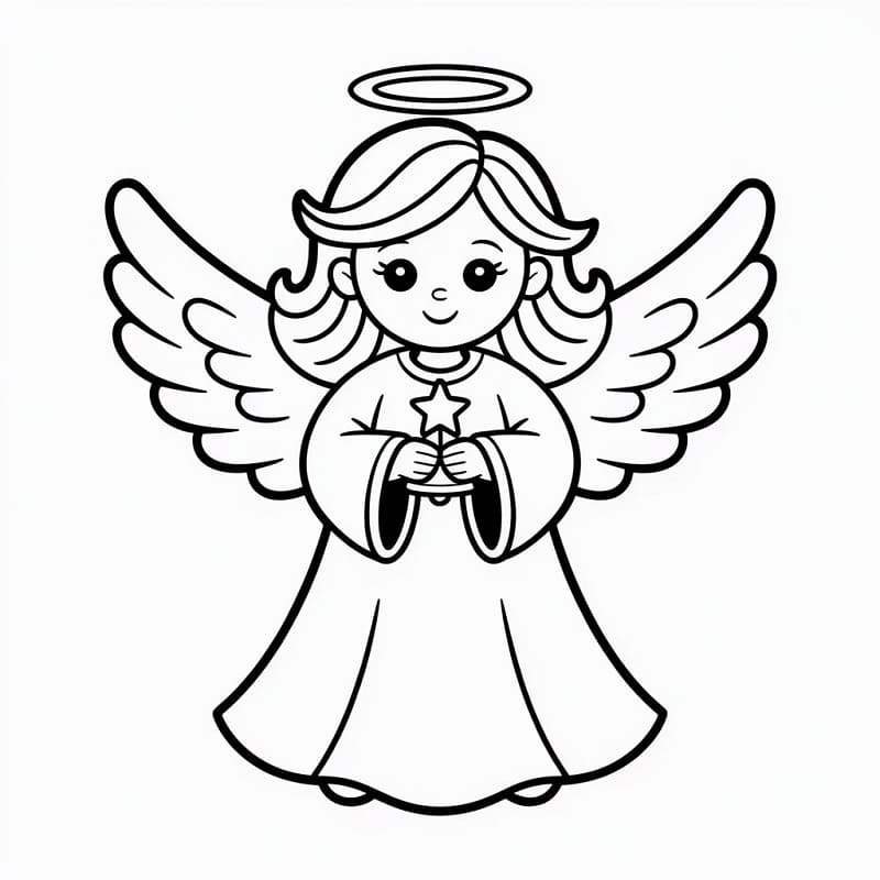 Sevimli Noel Meleği Boyama Sayfası