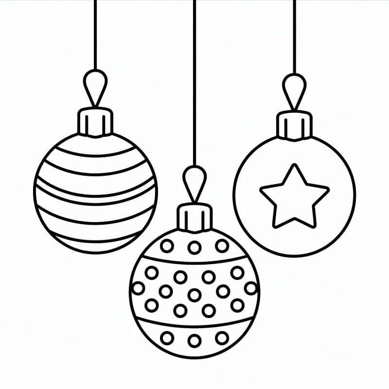 Sevimli Noel Topları Boyama Sayfası