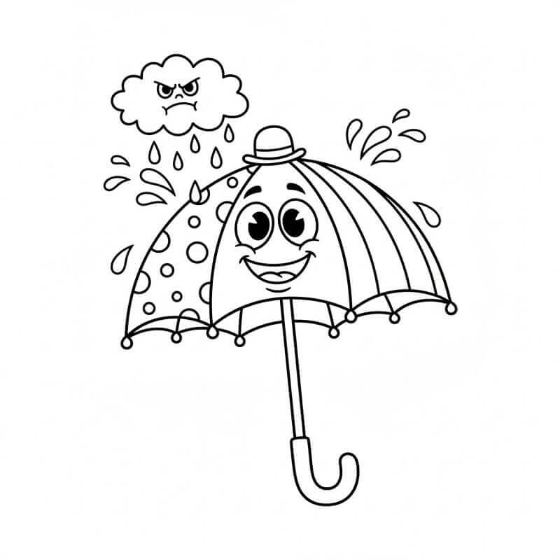 Sevimli bir şemsiye Boyama Sayfası