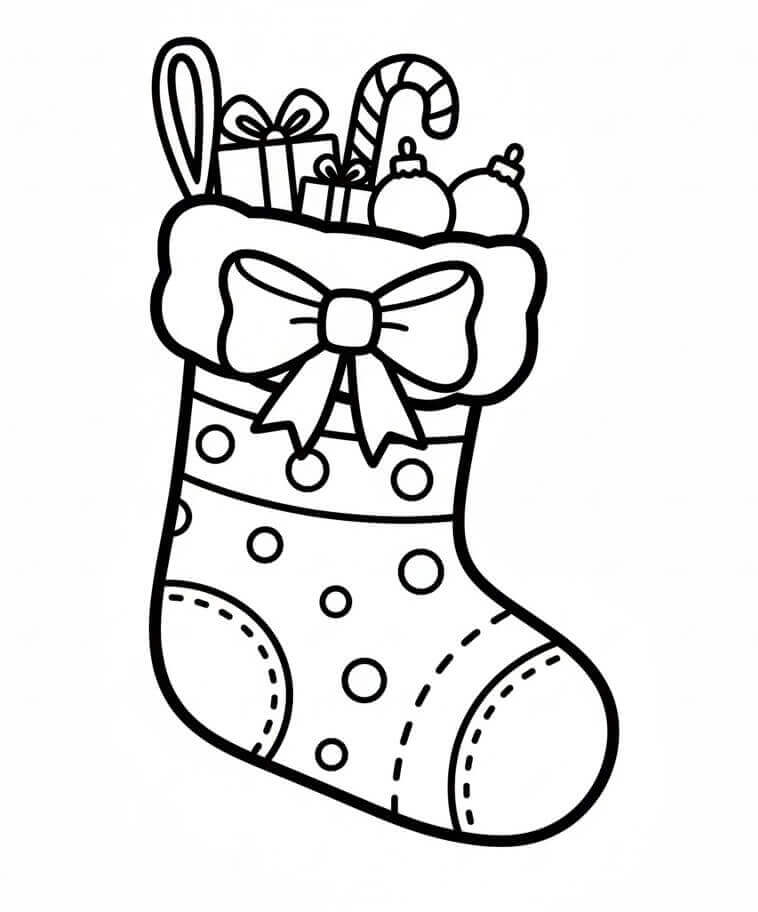 Şirin Noel Çorabı Boyama Sayfası