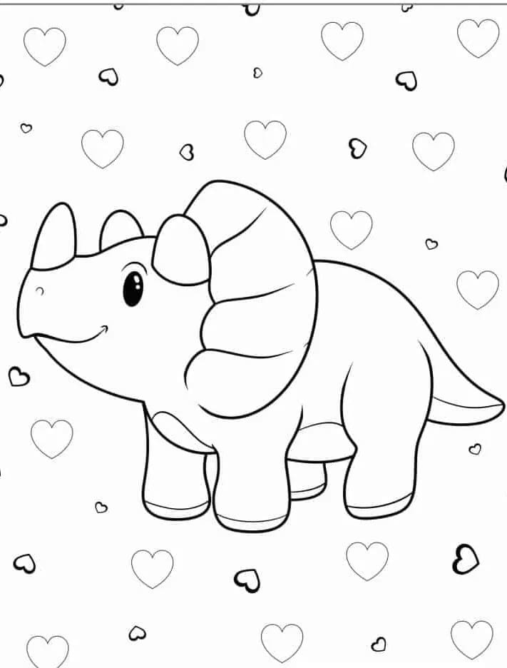 Şirin Triceratops Boyama Sayfası