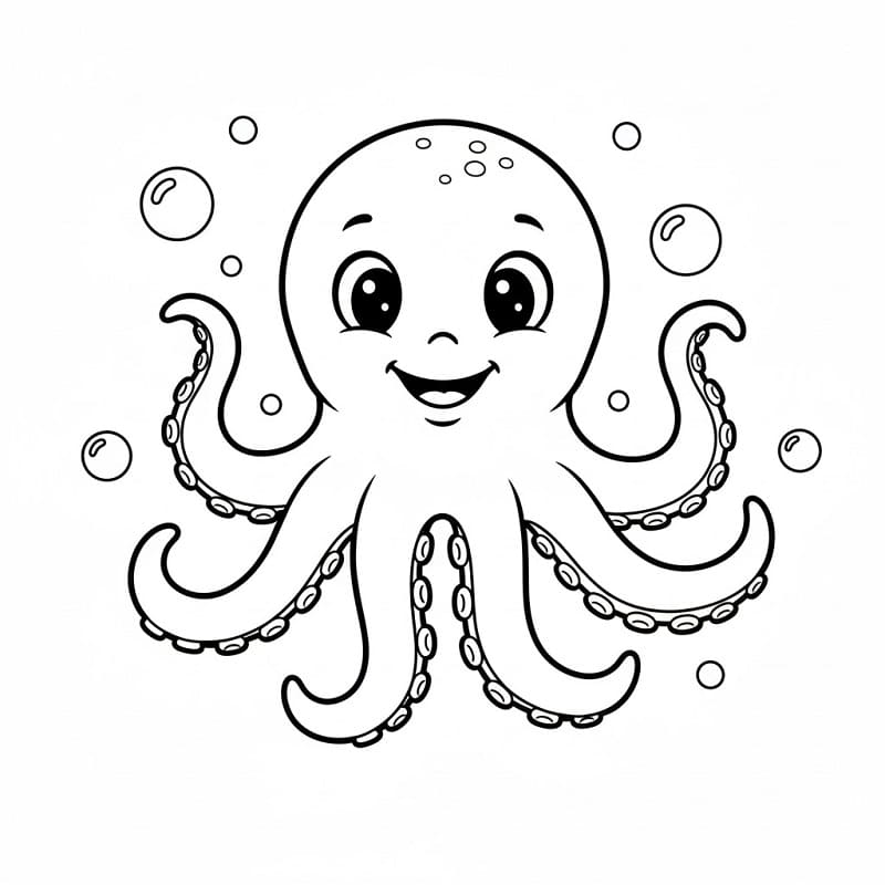 Tatlı Bir Ahtapot Boyama Sayfası