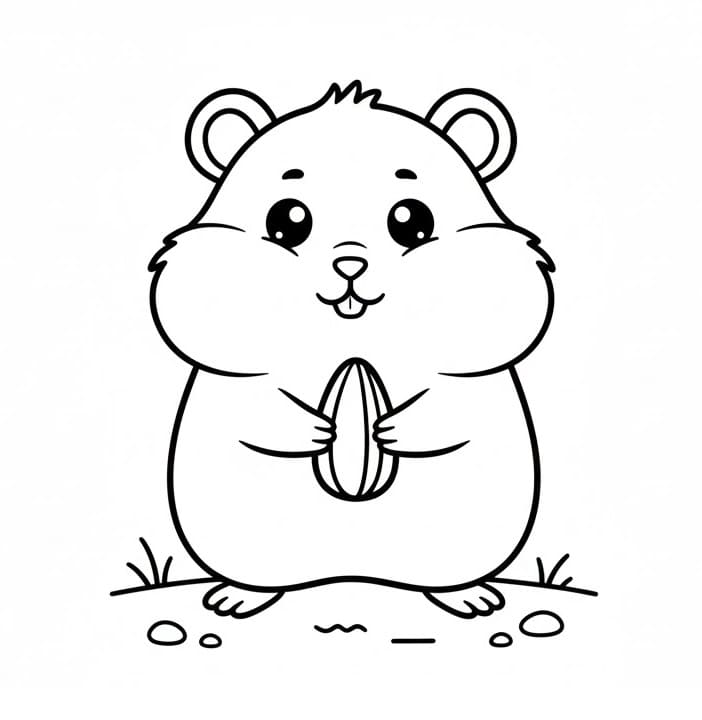 Tatlı Hamster Boyama Sayfası