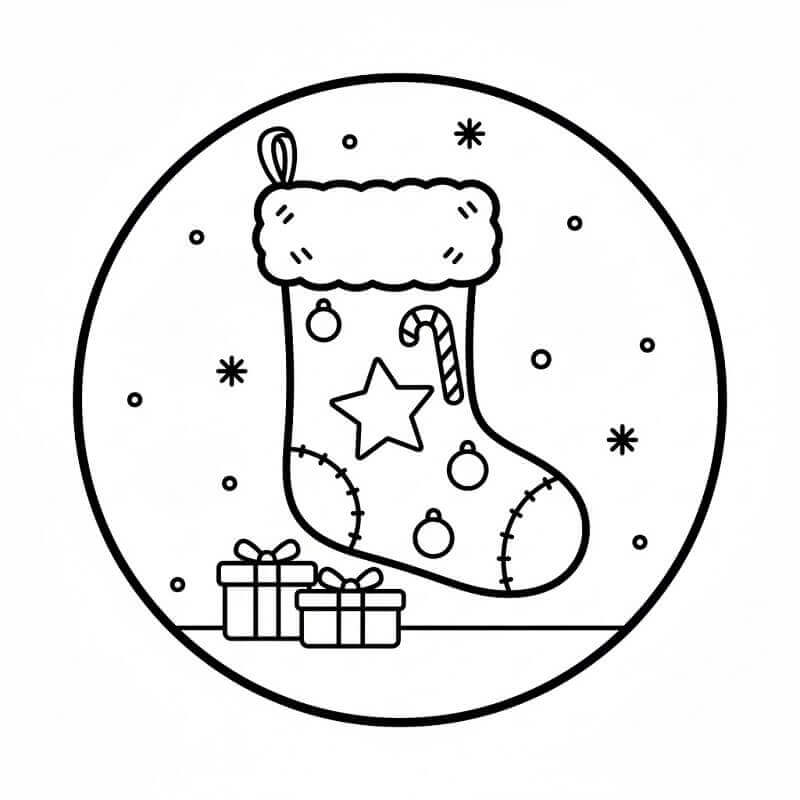 Tatlı Noel Çorabı Boyama Sayfası