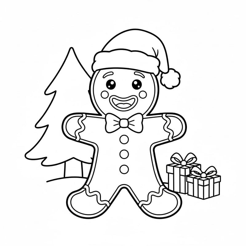 Tatlı Noel Zencefilli Kurabiye Adam Boyama Sayfası