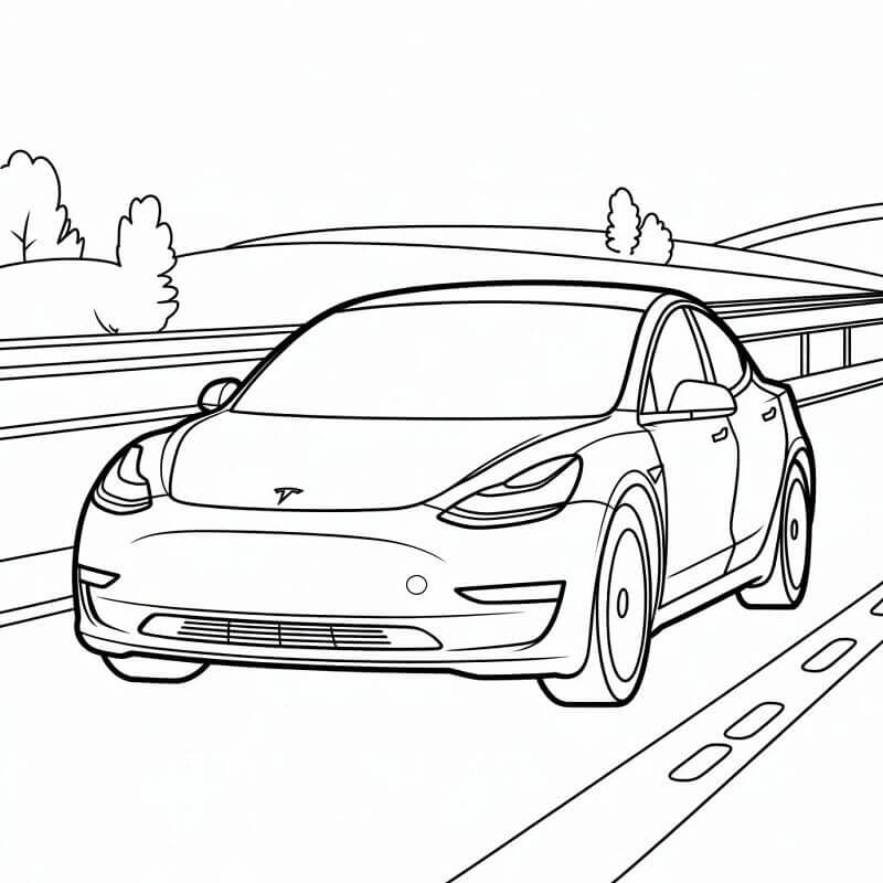 Tisklenebilir Tesla Araba Boyama Sayfası