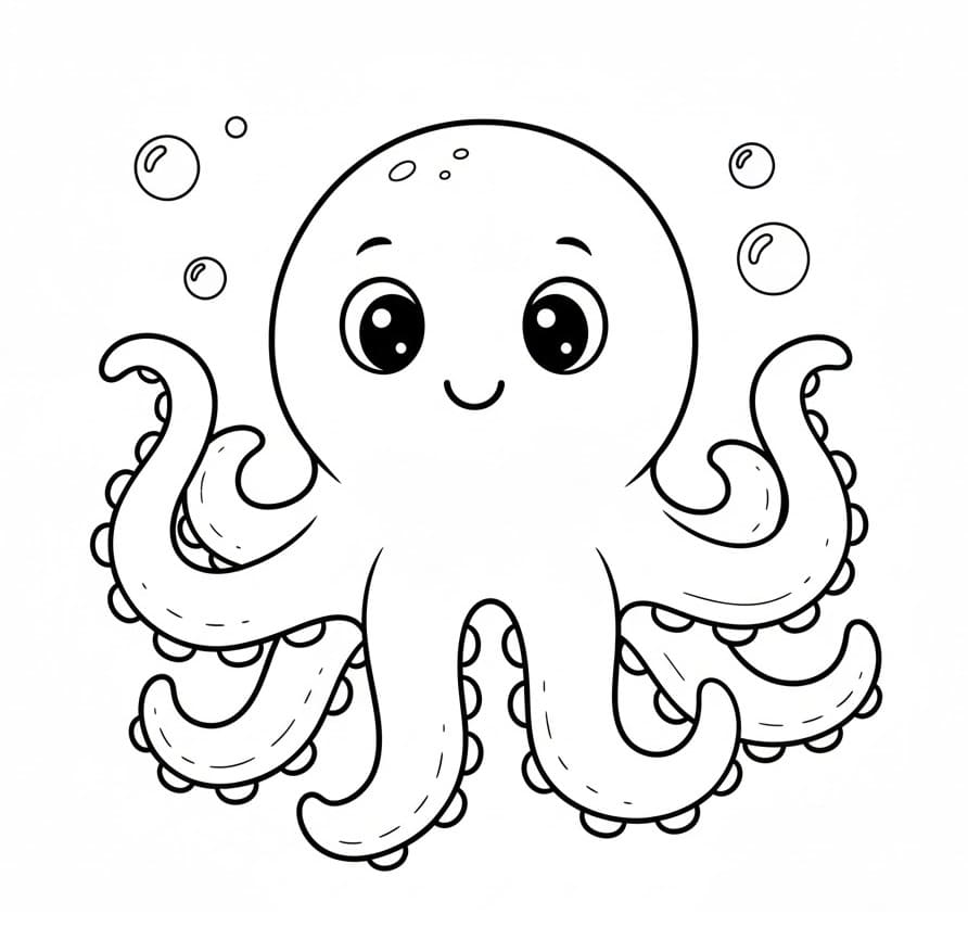 Ücretsiz Ahtapot Boyama Sayfası