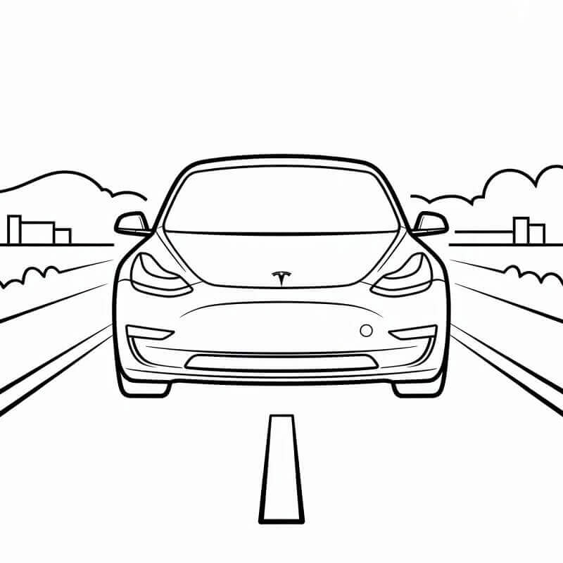 Ücretsiz Tesla Araba Boyama Sayfası