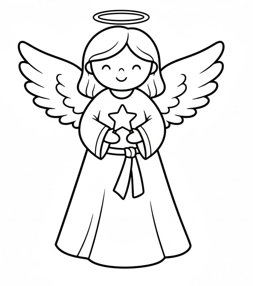 Ücretsiz Yazdırılabilir Noel Meleği Boyama Sayfası