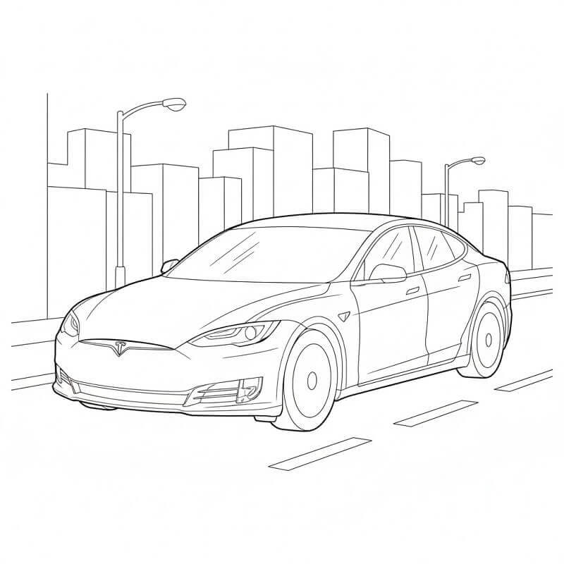 Ücretsiz Yazdırılabilir Tesla Araba Boyama Sayfası