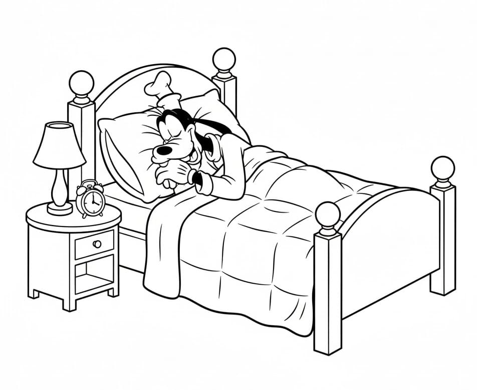 Uyuyan Goofy Boyama Sayfası