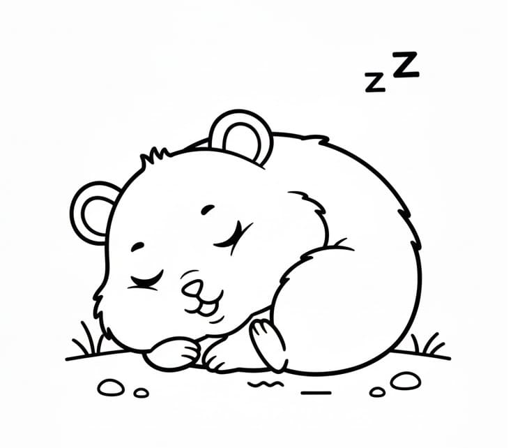 Uyuyan Hamster Boyama Sayfası