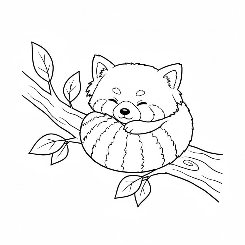 Uyuyan Kızıl Panda Boyama Sayfası