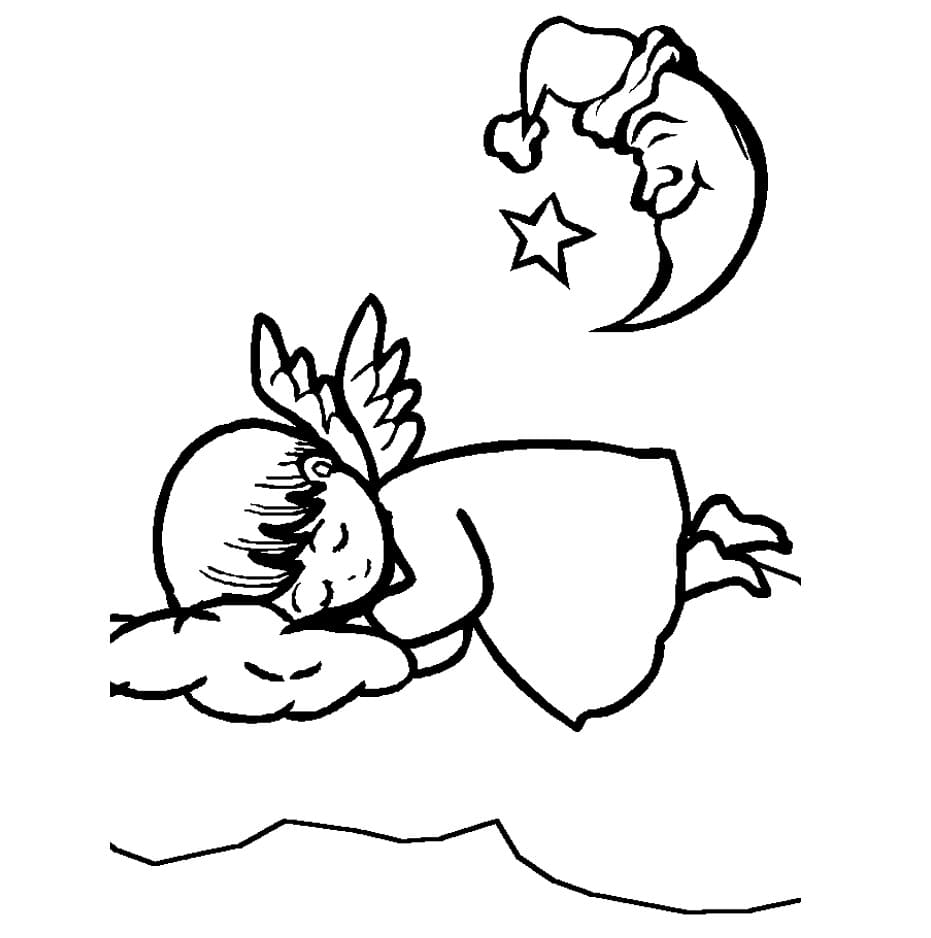 Uyuyan Noel Meleği Boyama Sayfası