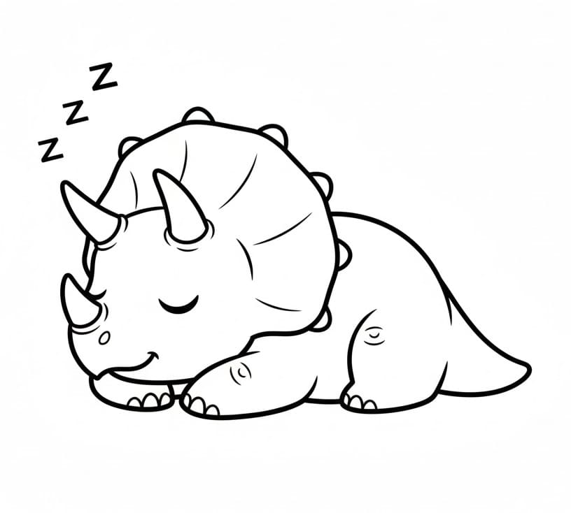 Uyuyan Triceratops Boyama Sayfası