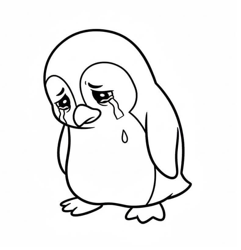 Üzgün Penguen Boyama Sayfası