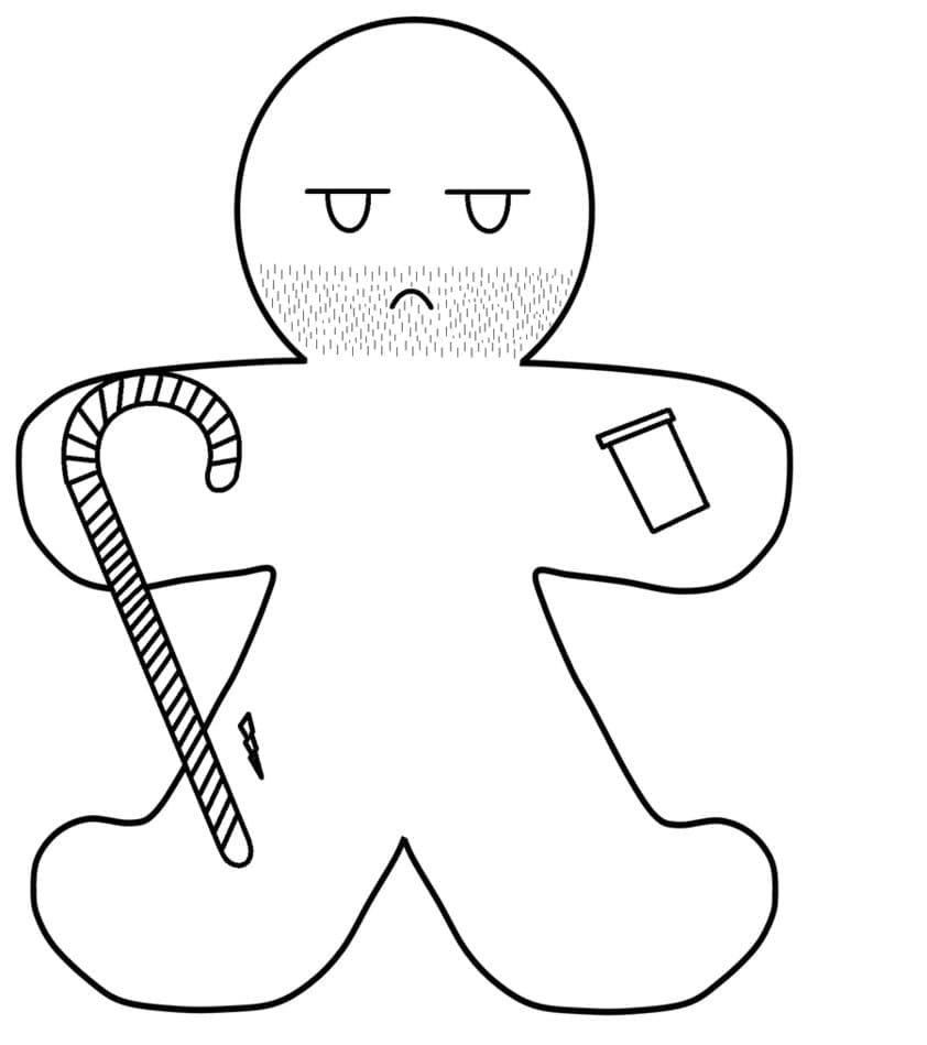 Üzgün Zencefilli Kurabiye Adam Boyama Sayfası