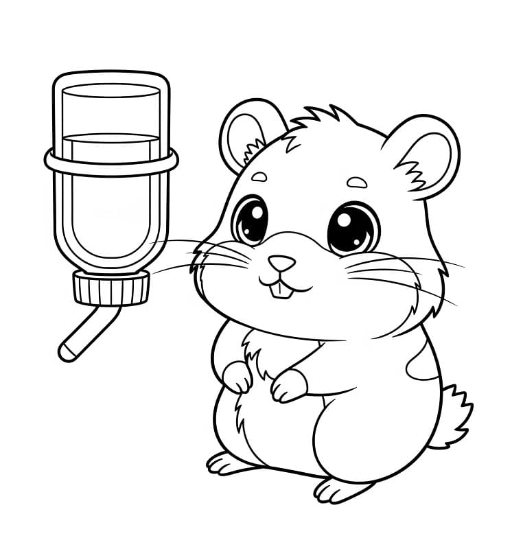 Yavru Sevimli Hamster Boyama Sayfası