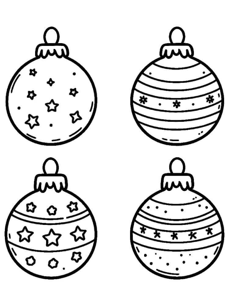 Yazdır Noel Topları Boyama Sayfası