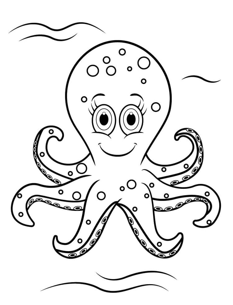 Yazdırılabilir Ahtapot Resim Boyama Sayfası