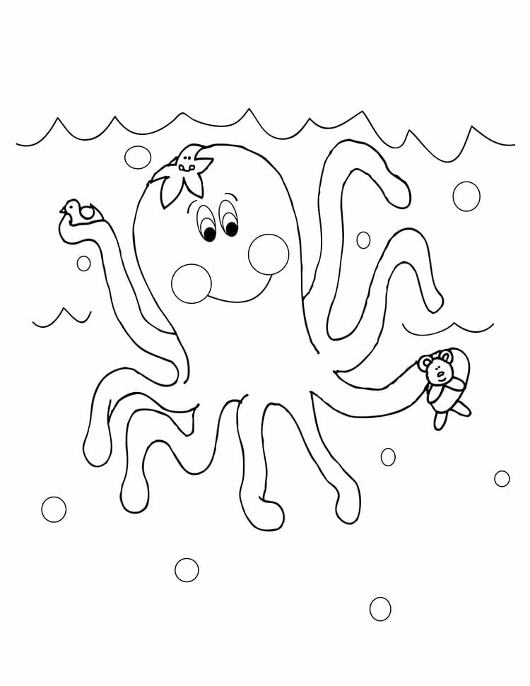 Yazdırılabilir Bedava Ahtapot Boyama Sayfası
