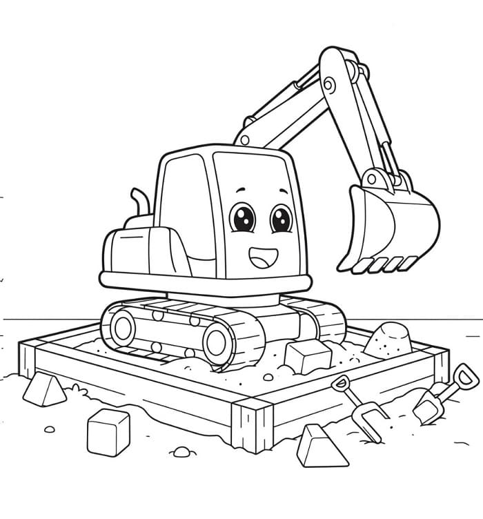 Yazdırılabilir Ekskavatör Resim Boyama Sayfası