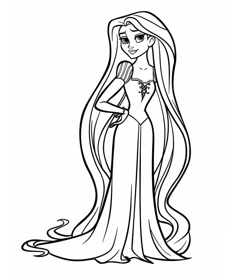 Zarif Rapunzel Boyama Sayfası