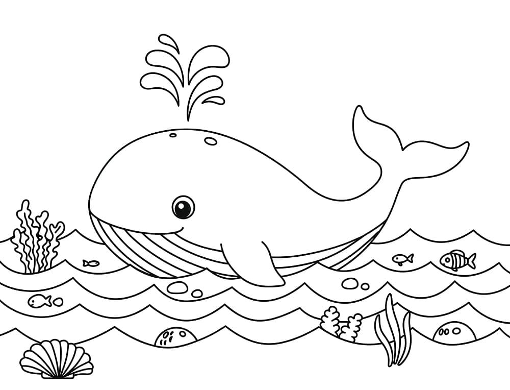 Animasyonlu Balina Boyama Sayfası