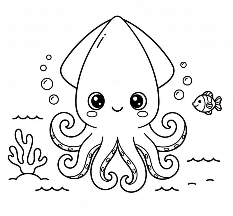 Animasyonlu Kalamar Boyama Sayfası