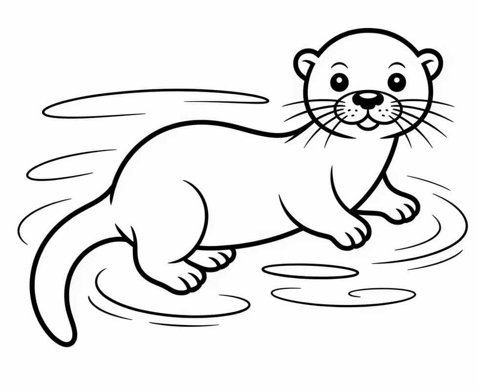 Animasyonlu Su Samuru Boyama Sayfası