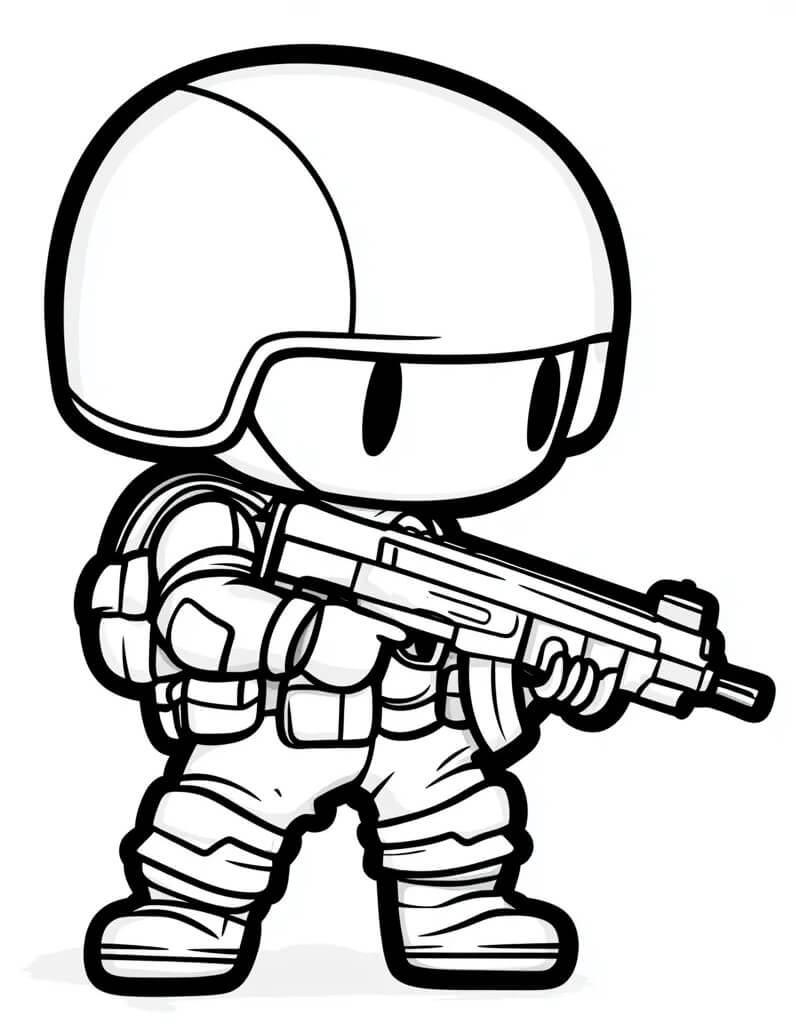 Asker 1 Yaş Çocuklar İçin Boyama Sayfası