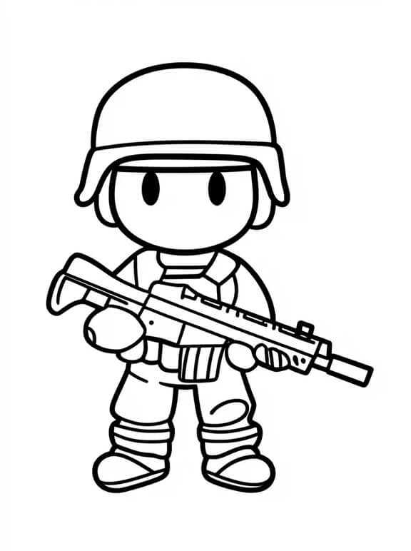 Asker 2 Yaş Çocuklar İçin Boyama Sayfası