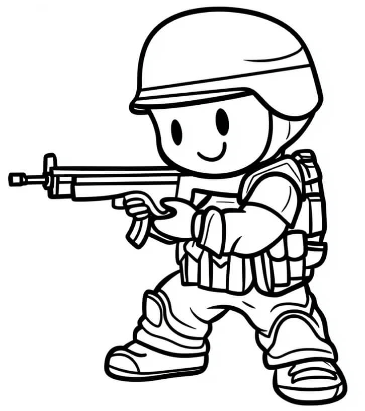 Asker 3 Yaş Çocuklar İçin Boyama Sayfası