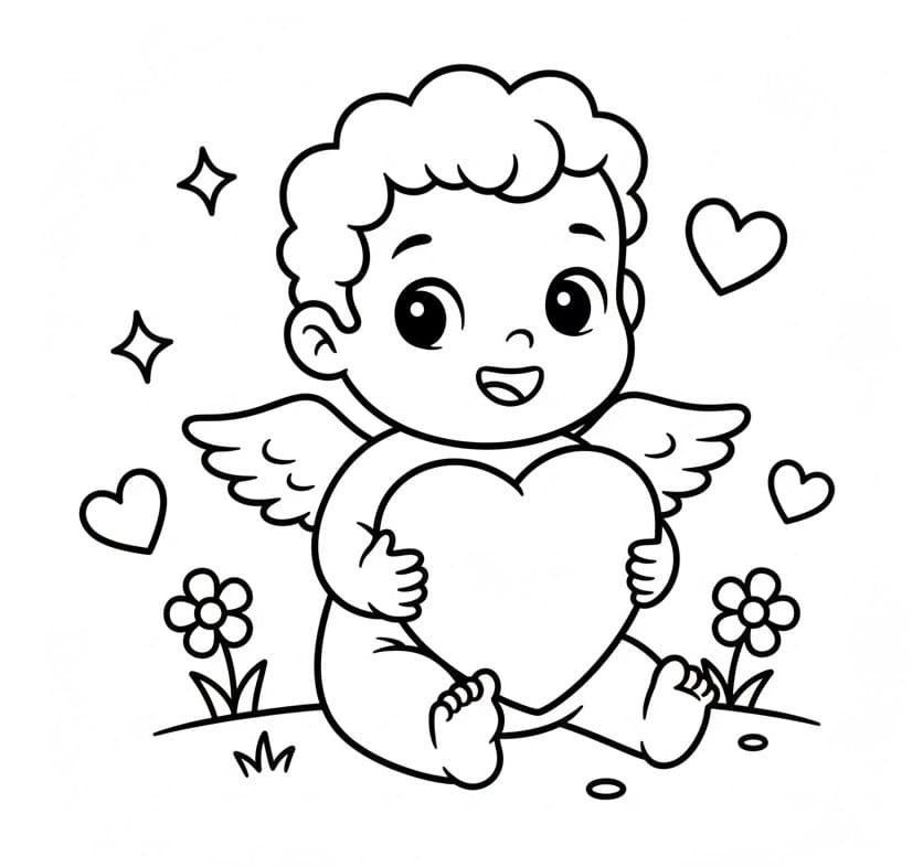 Basit Aşk Tanrısı Boyama Sayfası