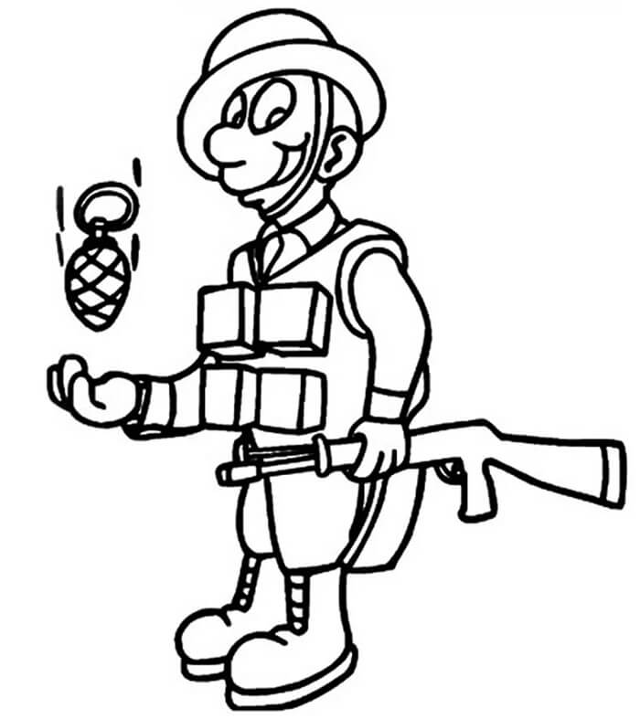 Bedava Asker Çocuklar İçin Boyama Sayfası