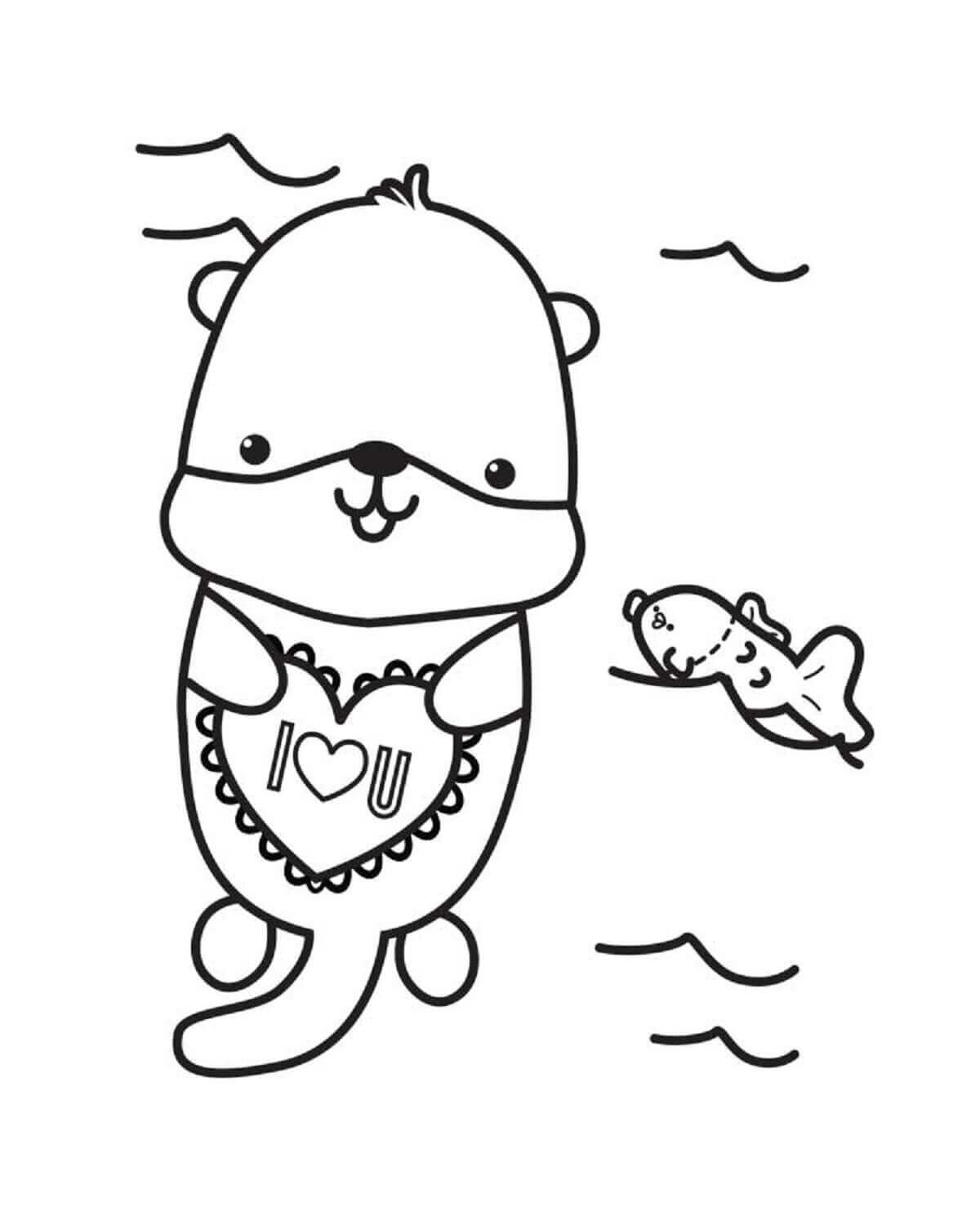 Bedava Çocuklar İçin Su Samuru Boyama Sayfası